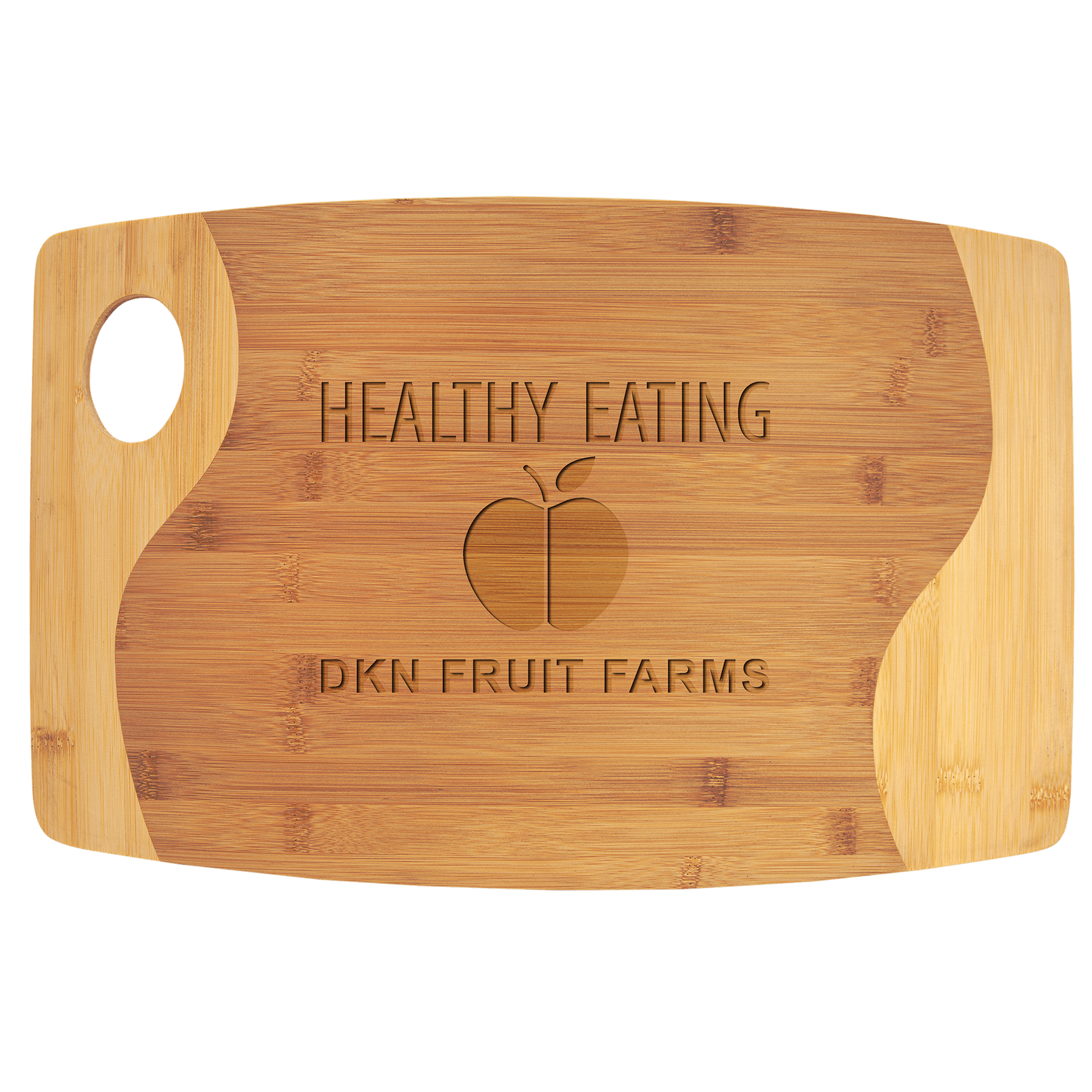 Bamboo Two Tone Cutting Board with Handle