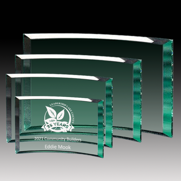 Curved Jade Glass Plaque