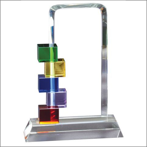 BILLBOARD GLASS AWARD W/COLORED BLOCKS