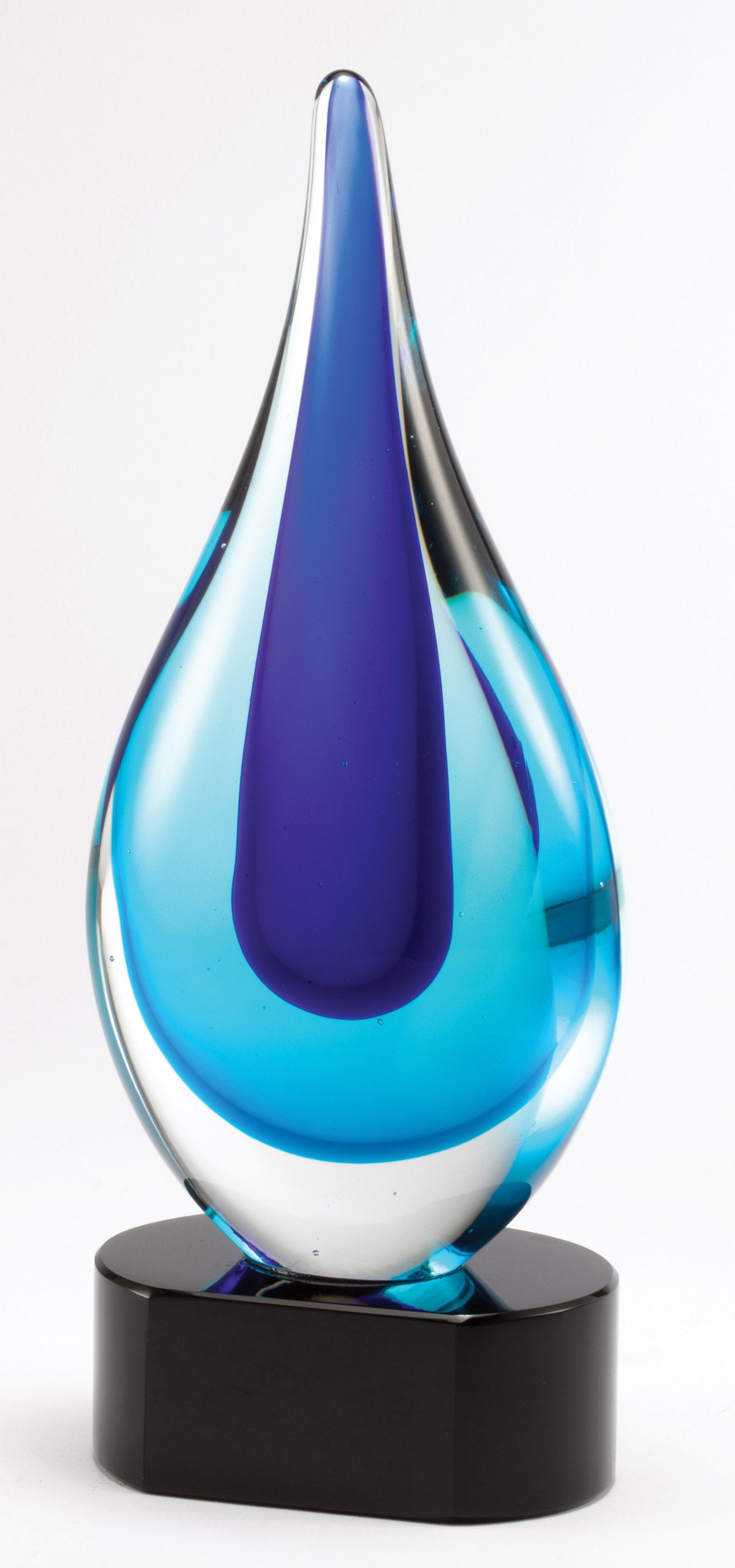 9.25" Blue Teardrop Art Glass