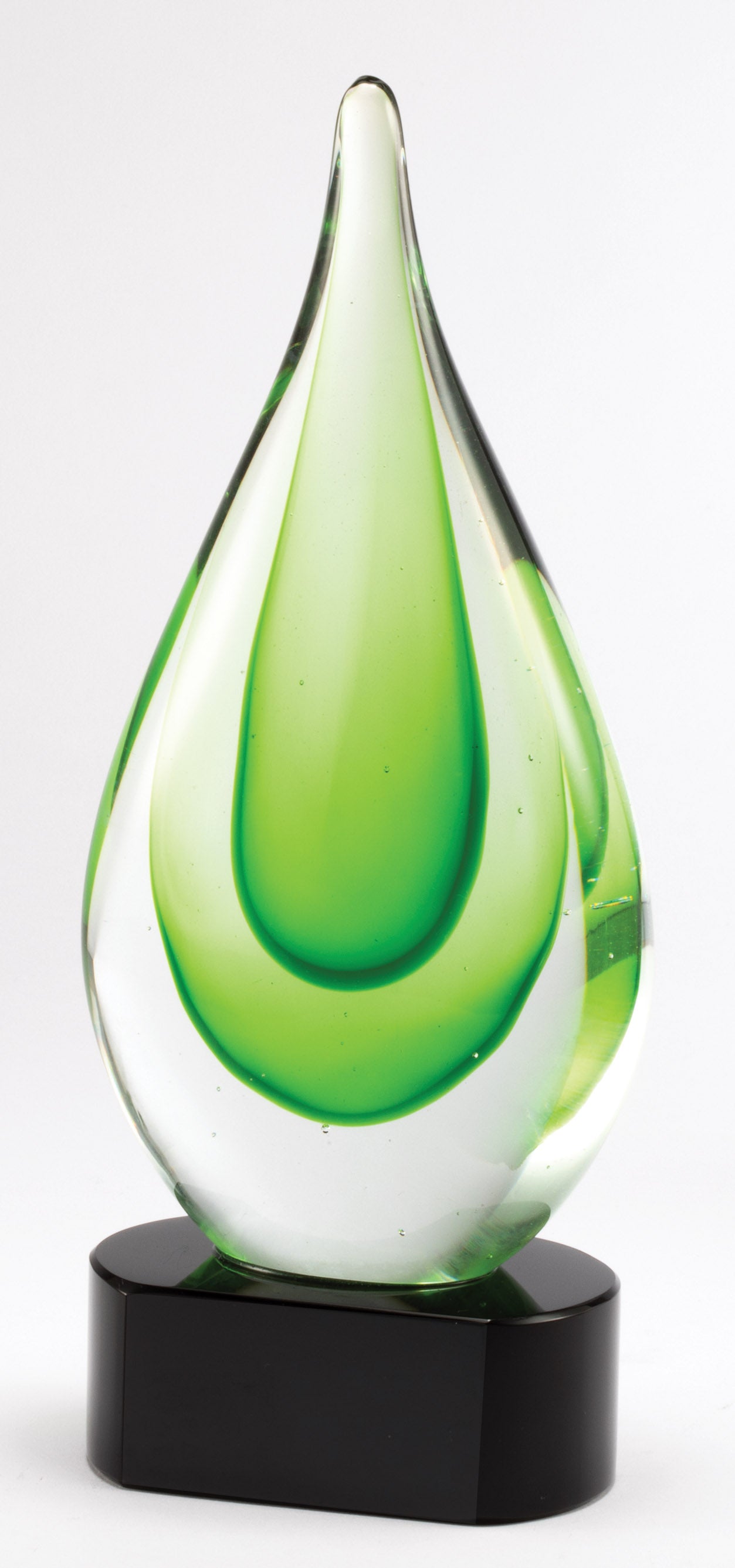 9.25" Green Teardrop Art Glass