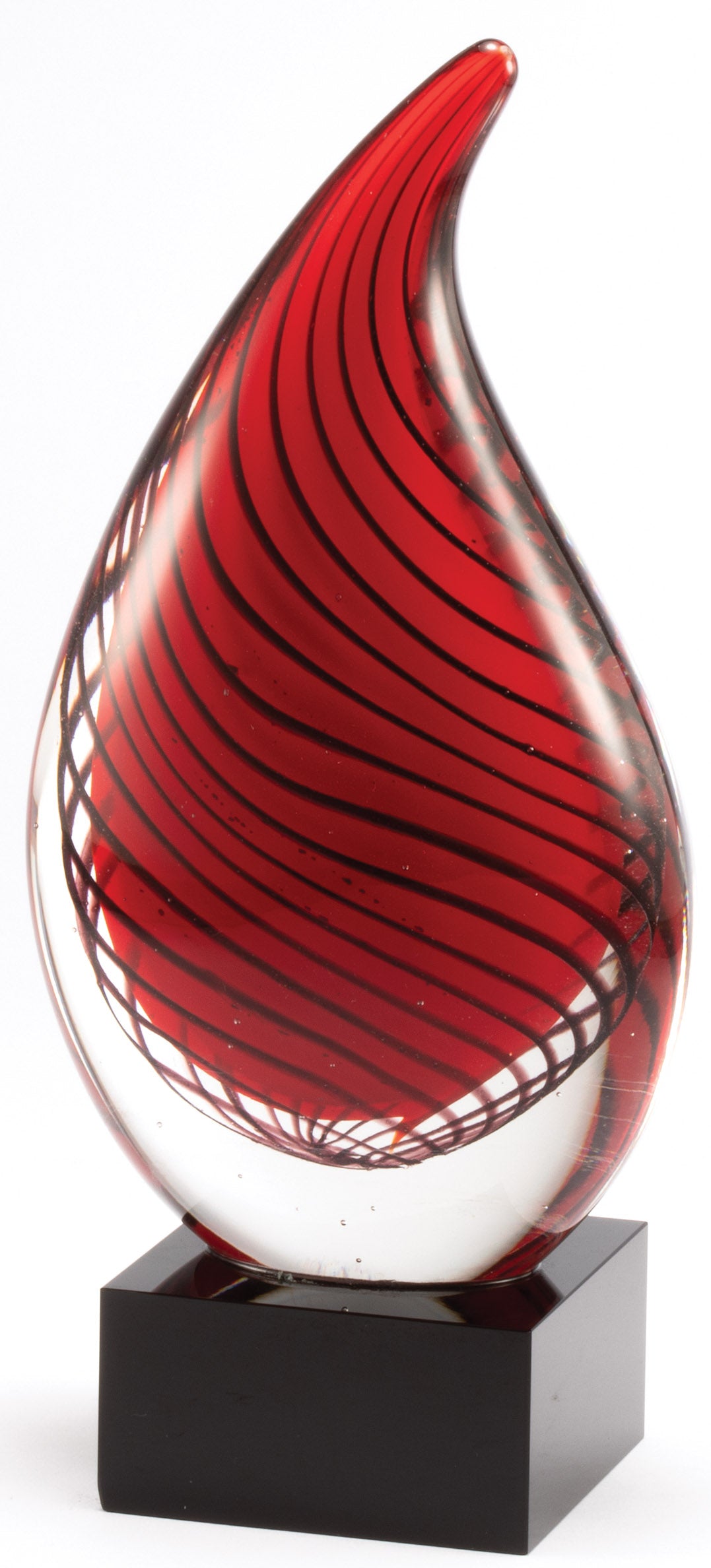 8.75" Red Striped Art Glass