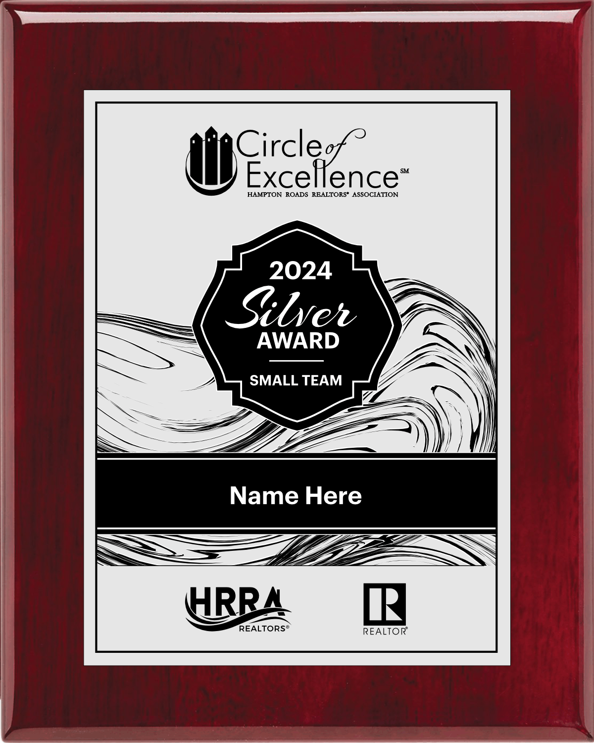 High Gloss Mahogany Finish Plaque  with Full Color Direct UV Print