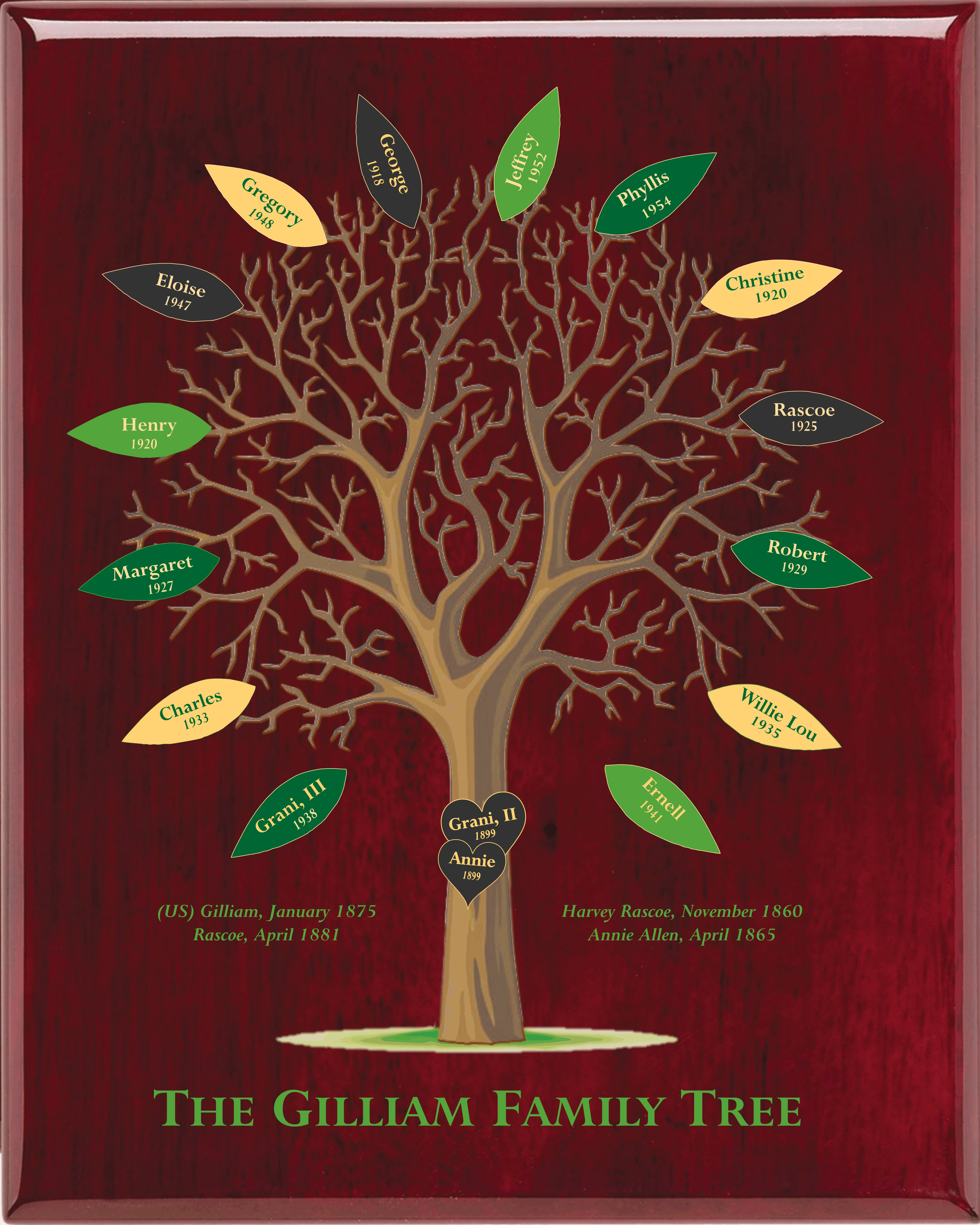 High Gloss Mahogany Finish Plaque  with Full Color Direct UV Print