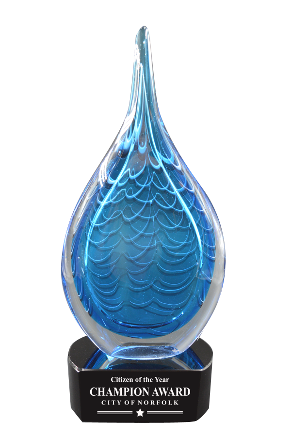 12.5" Blue Raindrop Art Glass