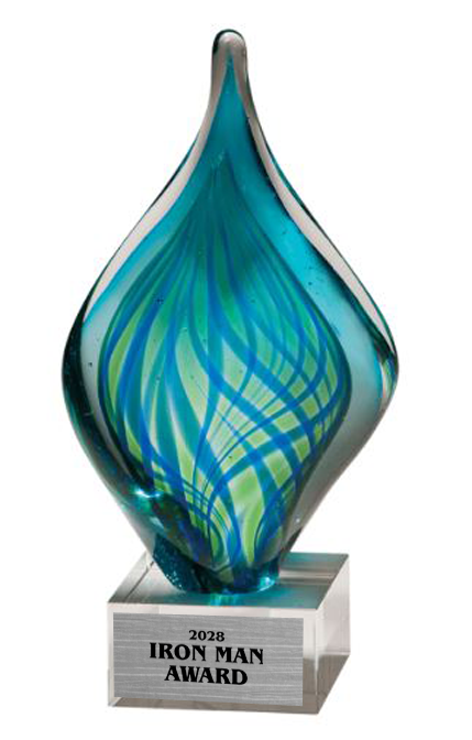 8.75" Blue and Green Twist Art Glass