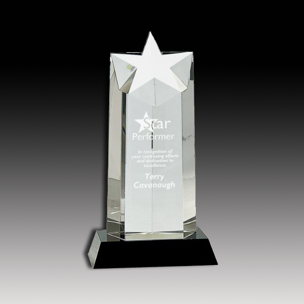 Crystal Star Column on Black Pedestal Base
