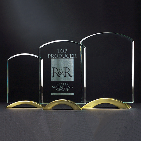 Arch Series Glass Award with Gold Metal Base