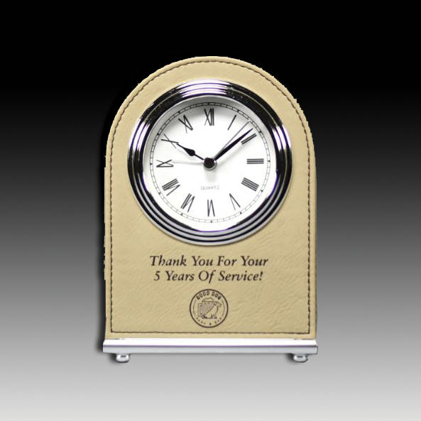 Laserable Leatherette Arch Desk Clock
