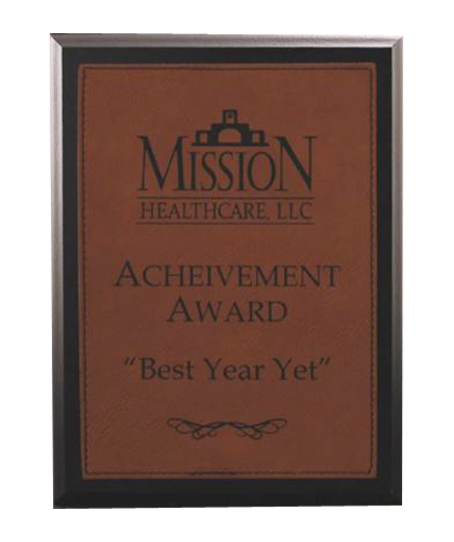 Ebony Finish Plaque with Rawhide Leatherette Plate