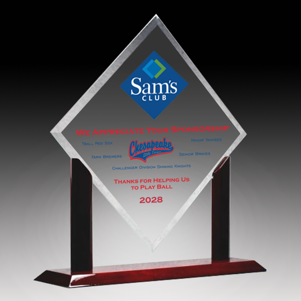 Jade Glass Diamond on Piano Wood Base