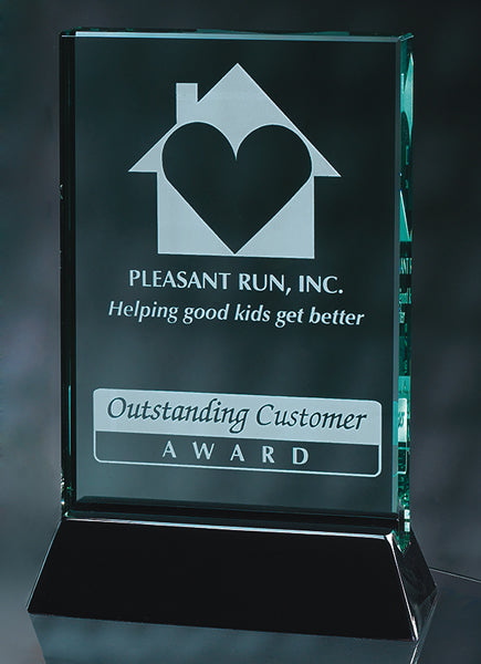 Jade Glass Plaque on Piano Base