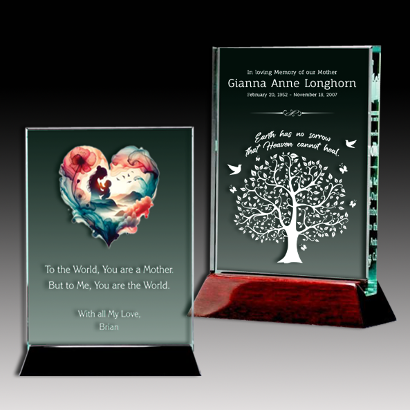 Jade Glass Plaque on Piano Base