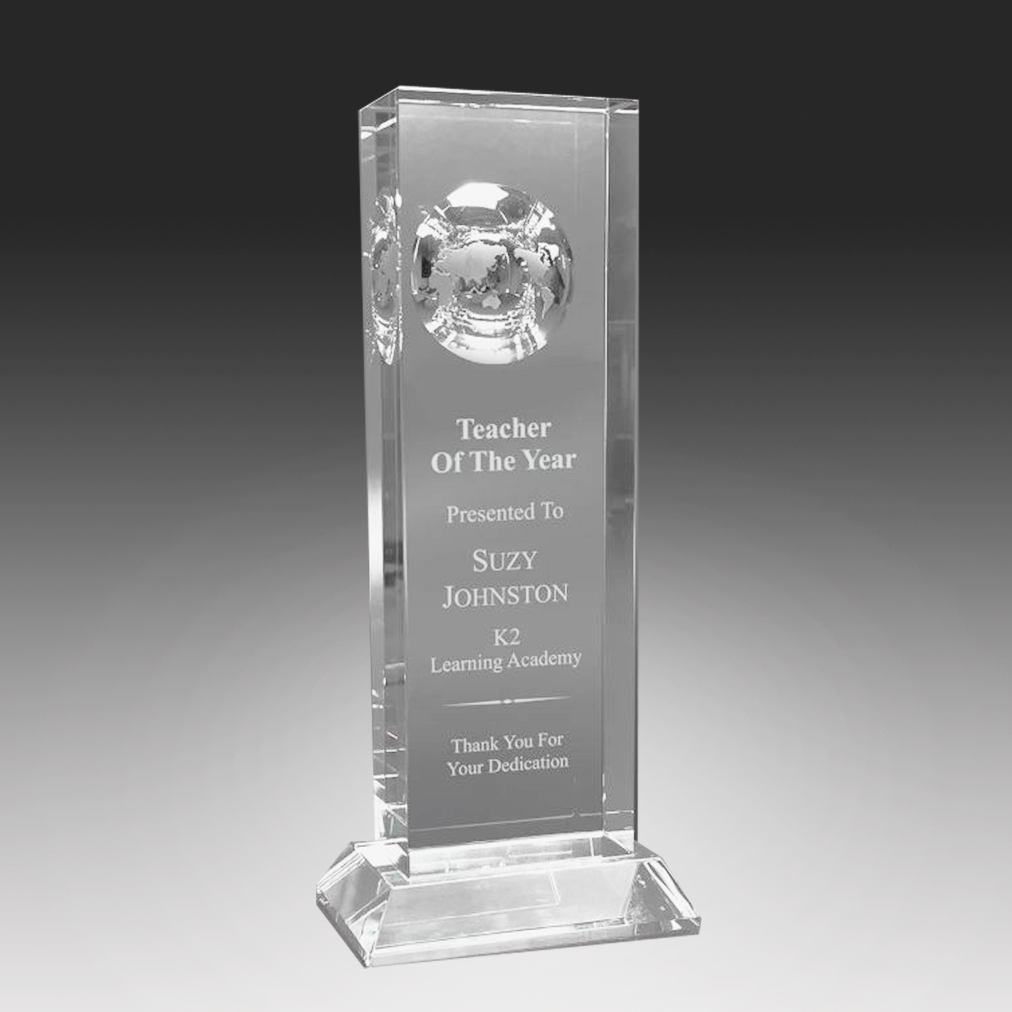 Optical Crystal Globe Column Award