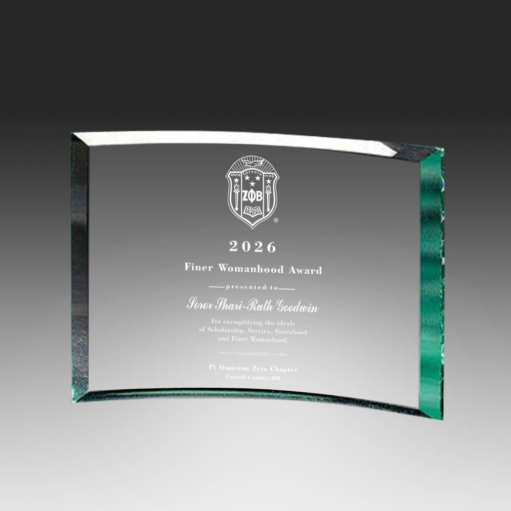 Curved Jade Glass Plaque