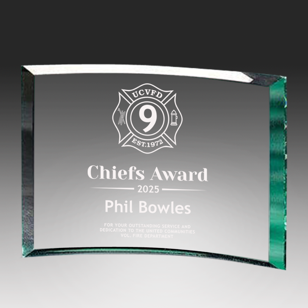 Curved Jade Glass Plaque