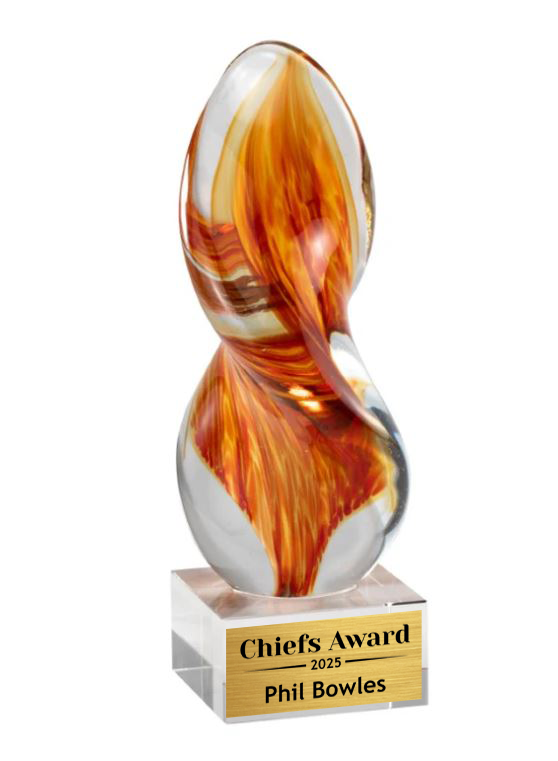 9" Orange Flame art Glass