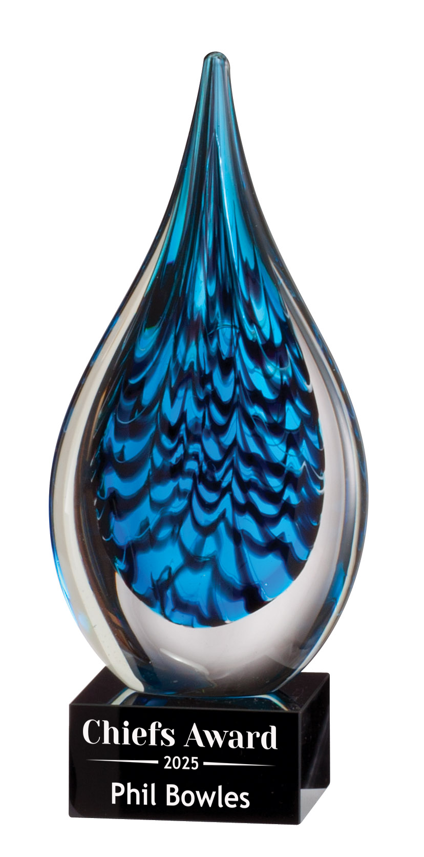 Blue and Black Teardrop Art Glass