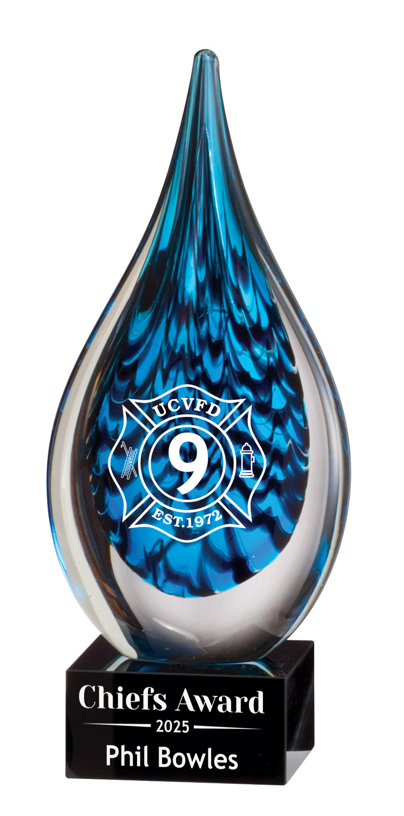 Blue and Black Teardrop Art Glass