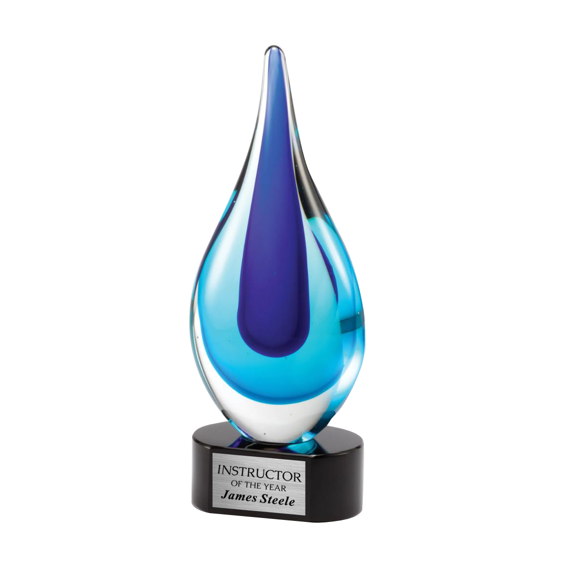 9.25" Blue Teardrop Art Glass