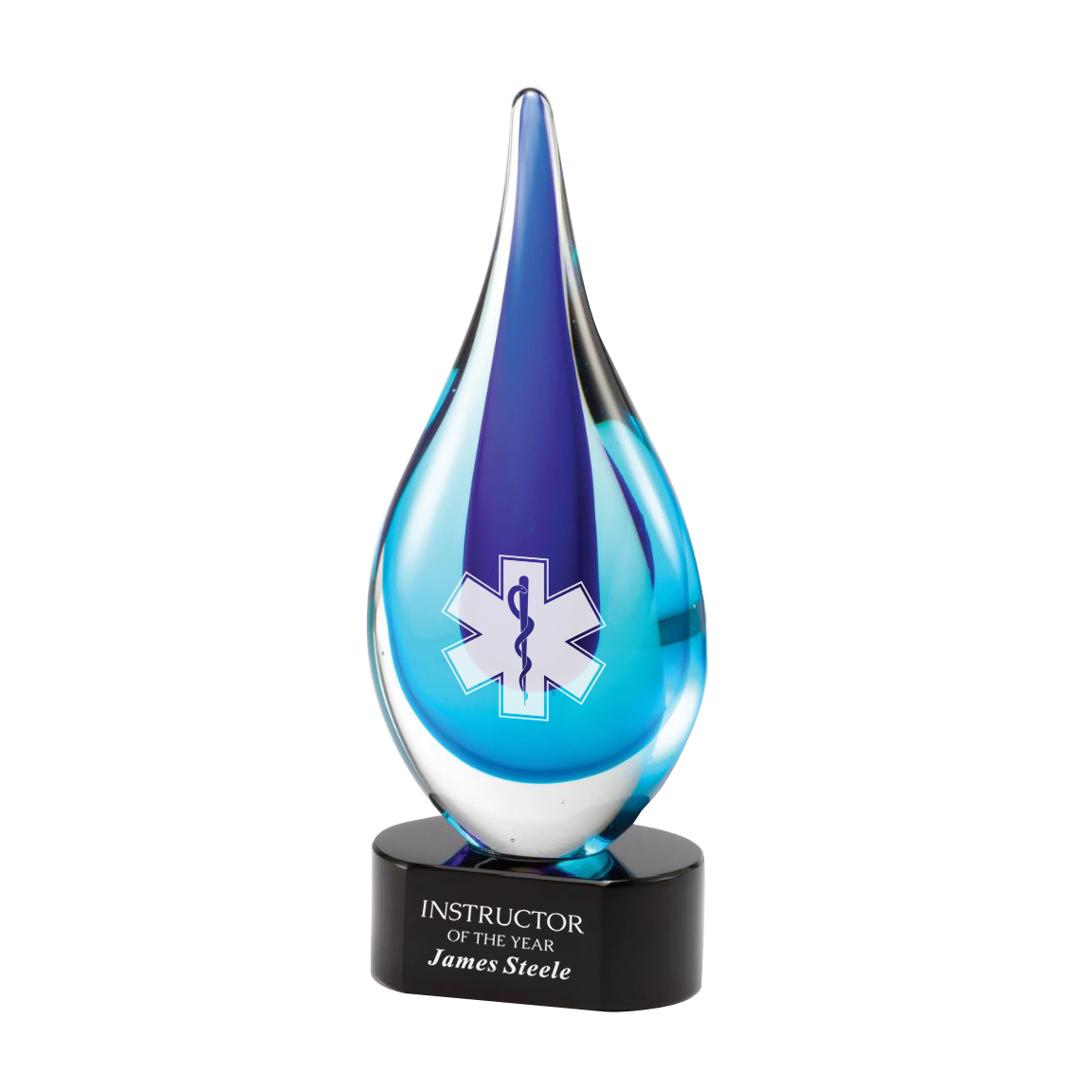 9.25" Blue Teardrop Art Glass