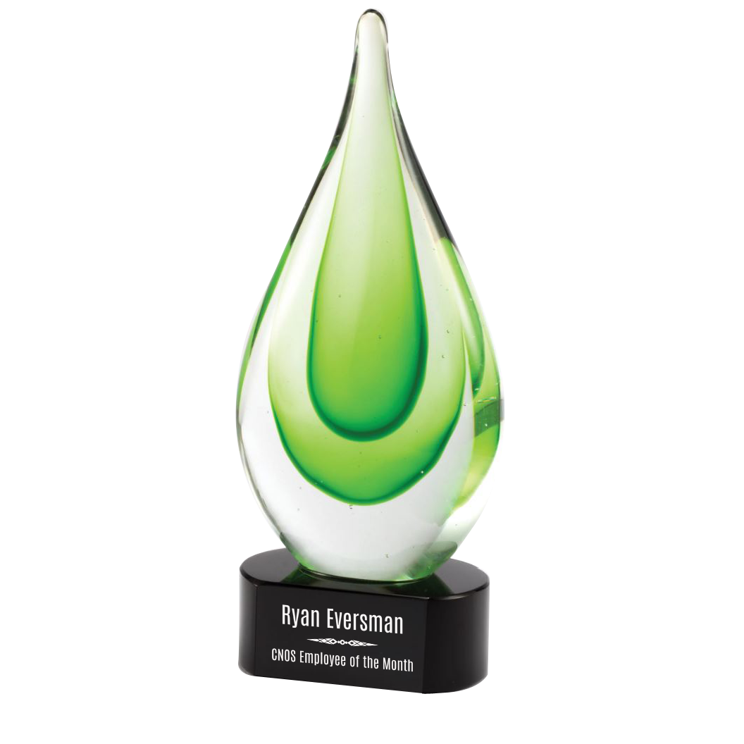 9.25" Green Teardrop Art Glass