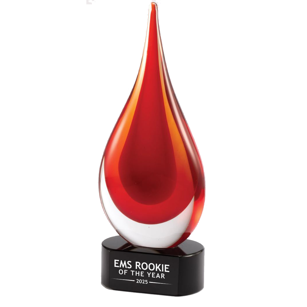 10.25 Red Teardrop Art Glass