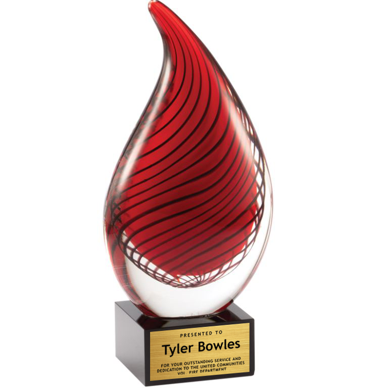 8.75" Red Striped Art Glass