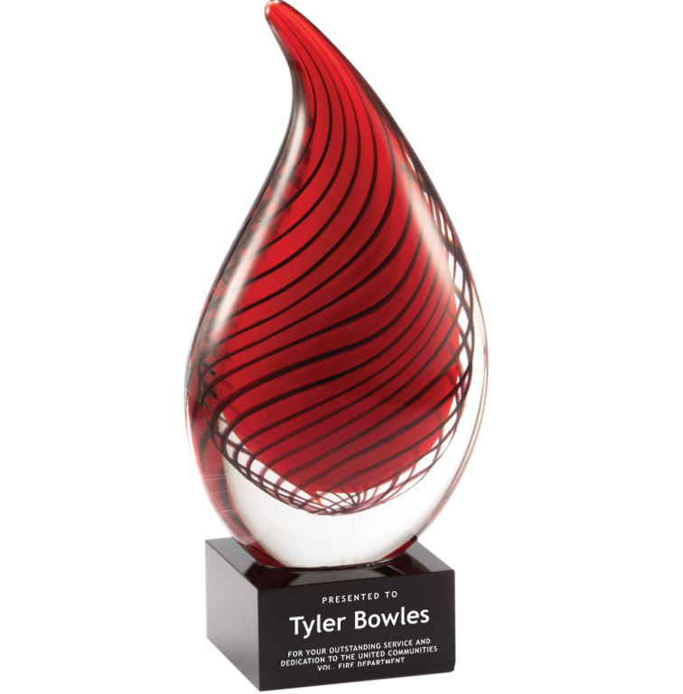 8.75" Red Striped Art Glass