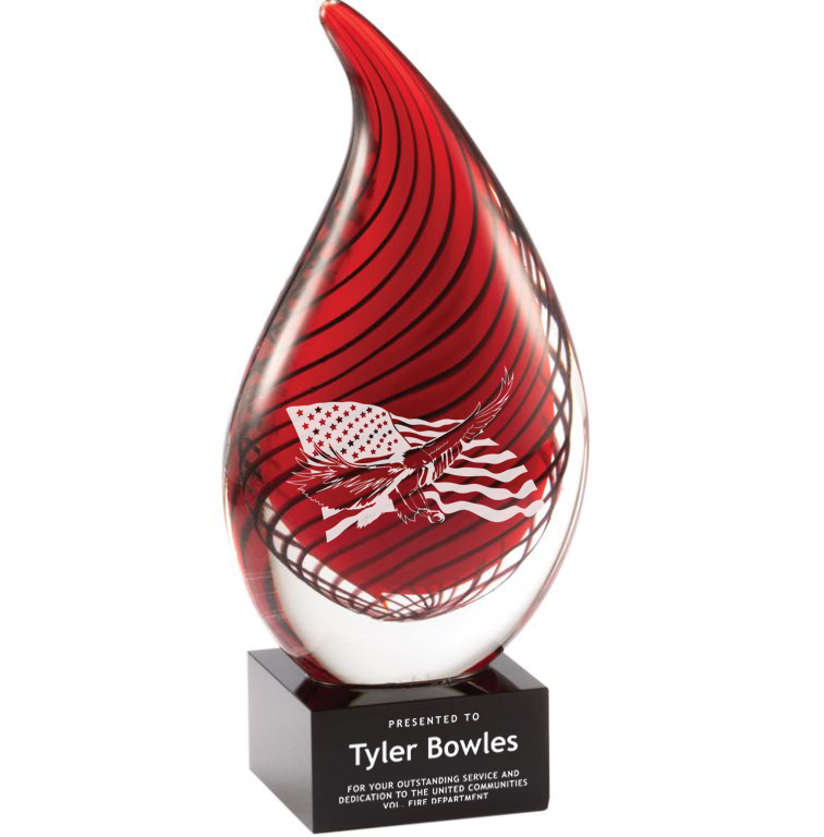 8.75" Red Striped Art Glass