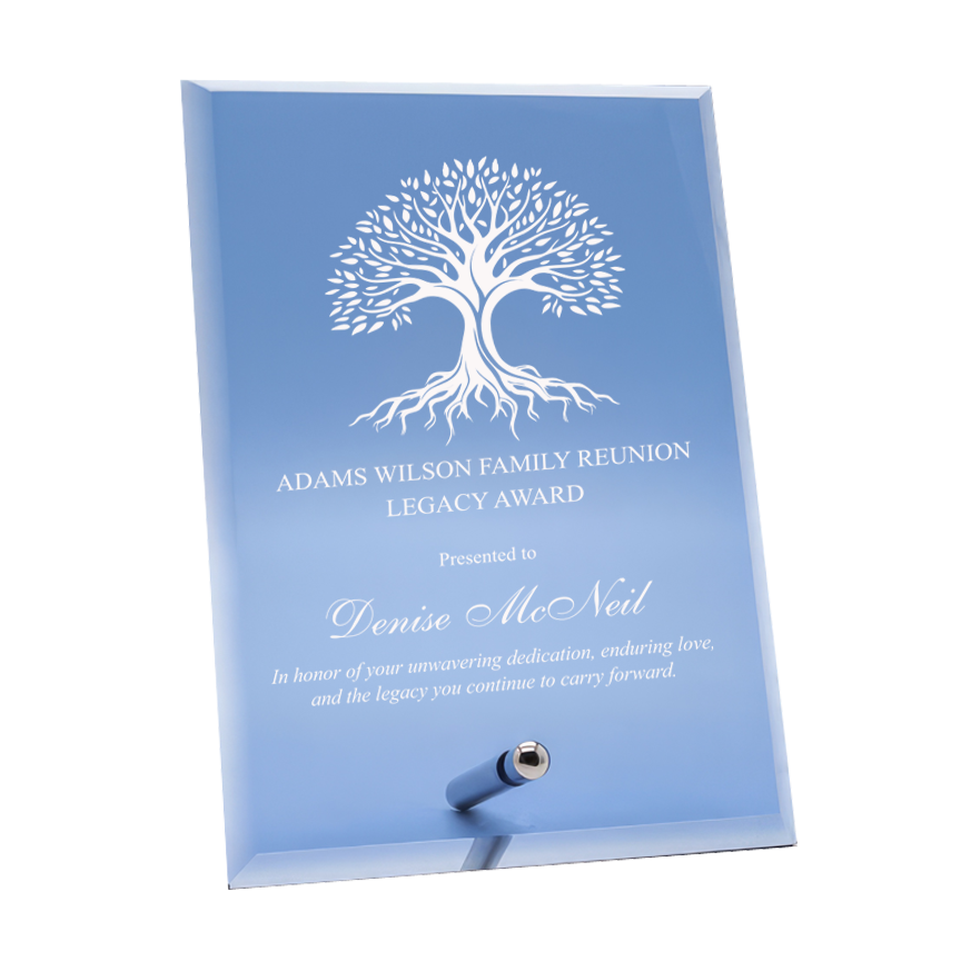 Economy Blue Glass Standing Plaque