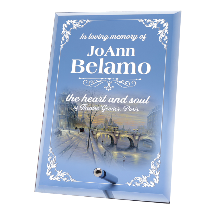 Economy Blue Glass Standing Plaque