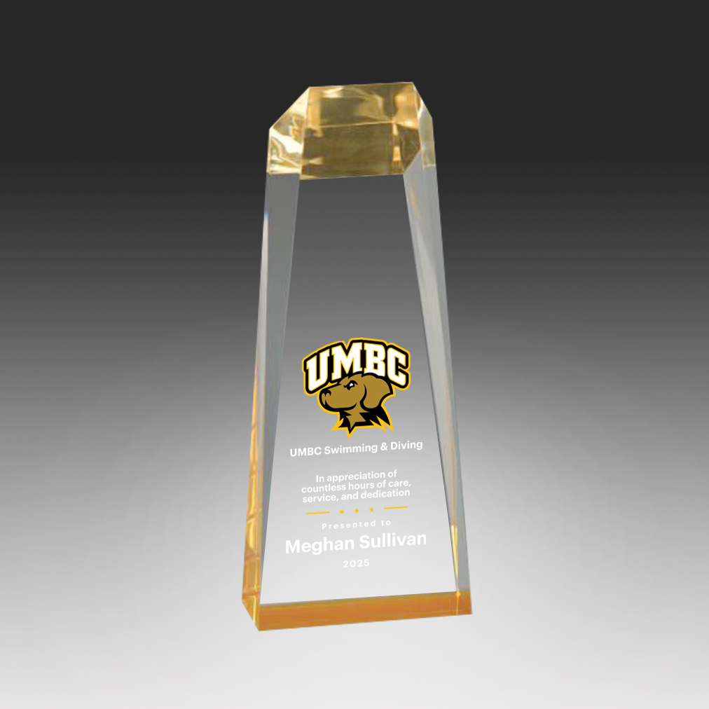 Acrylic Obelisk with Gold or Blue Accent