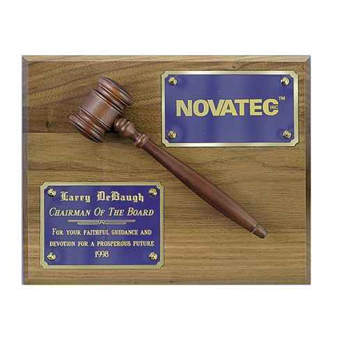 Simulated Walnut Plaque with 3-D gavel