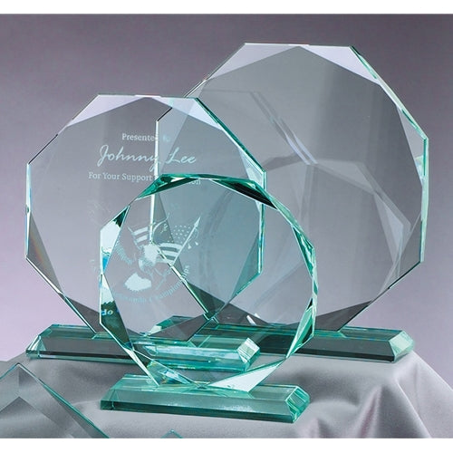 Beveled Jade Glass Octagon Award