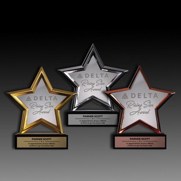 Standing Metal Star with Crystal