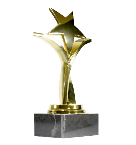 Twisting Star on Black Marble Base