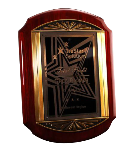 Scalloped Rosewood Piano Finish Plaque with Cast Metal Frame