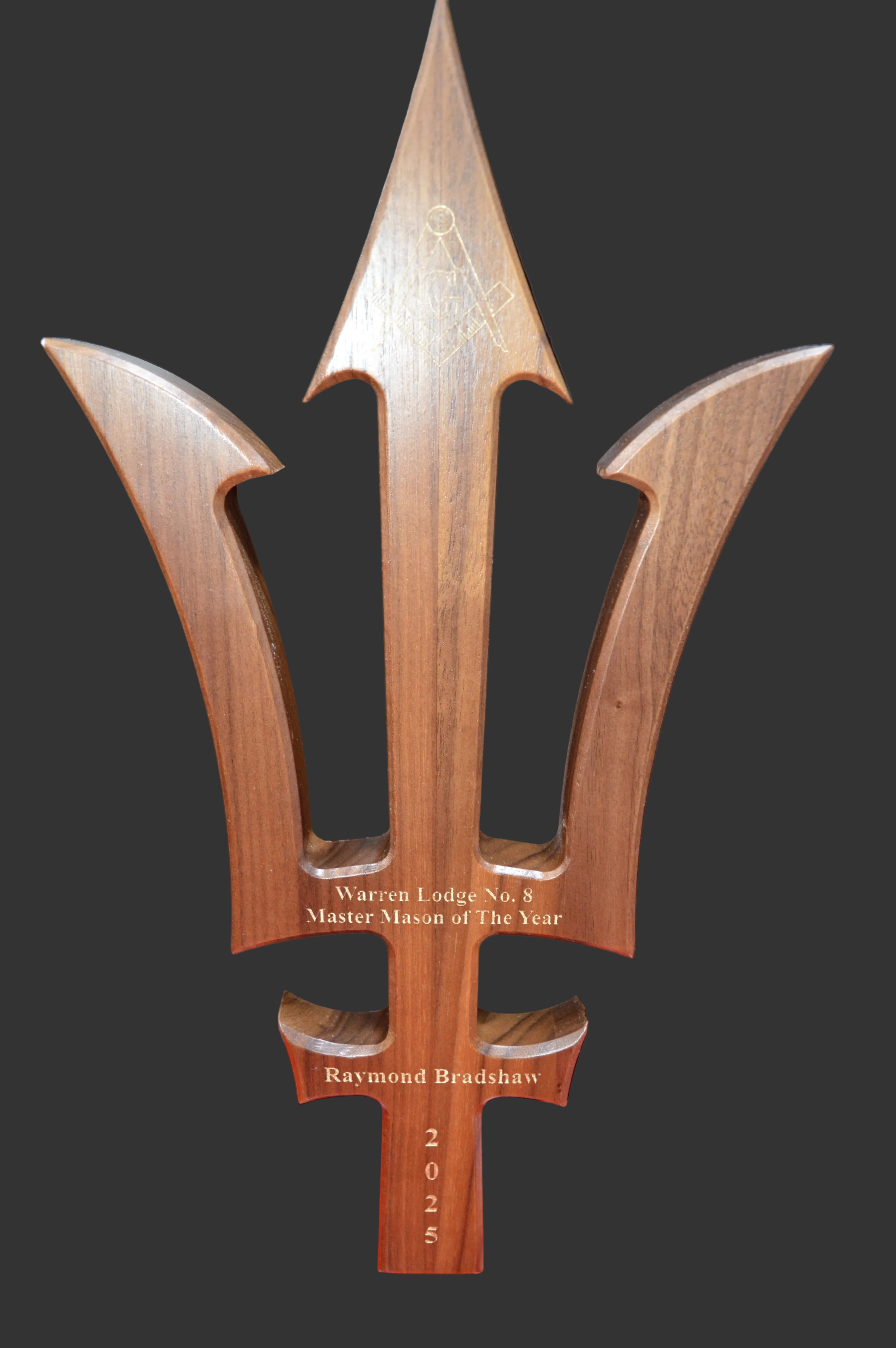 Walnut Trident Laser Etch and Colorfilled