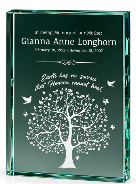 Jade Glass Standing Plaque